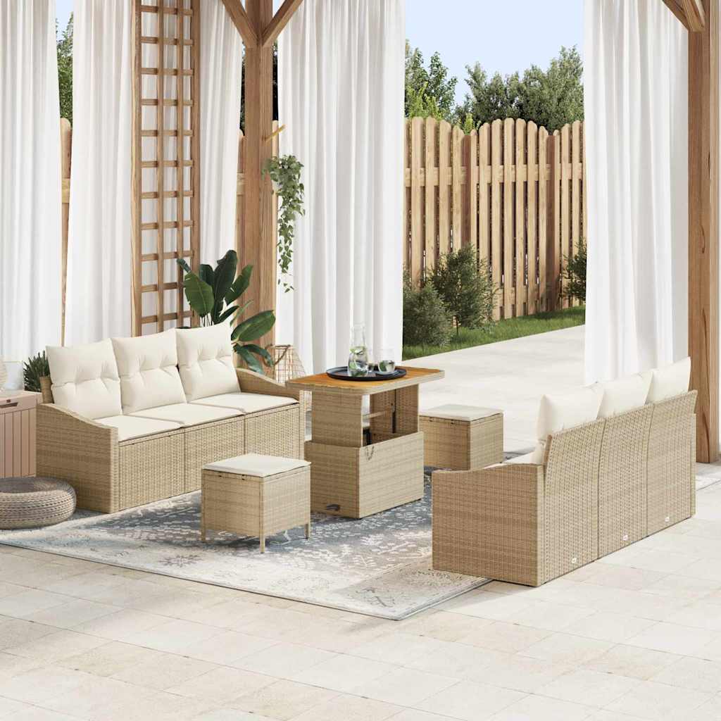 Garten-Sofa-Set 9 Stk. 8-Sitzanzahl Beige