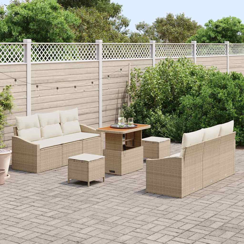 Garten-Sofa-Set 9 Stk. 8-Sitzanzahl Beige
