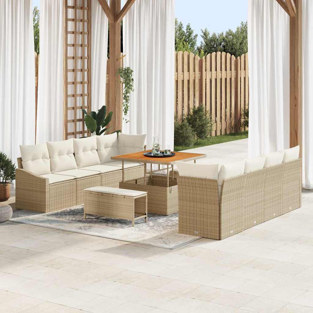 Garten-Sofa-Set 11 stk. 10-Sitzanzahl Beige und Creme
