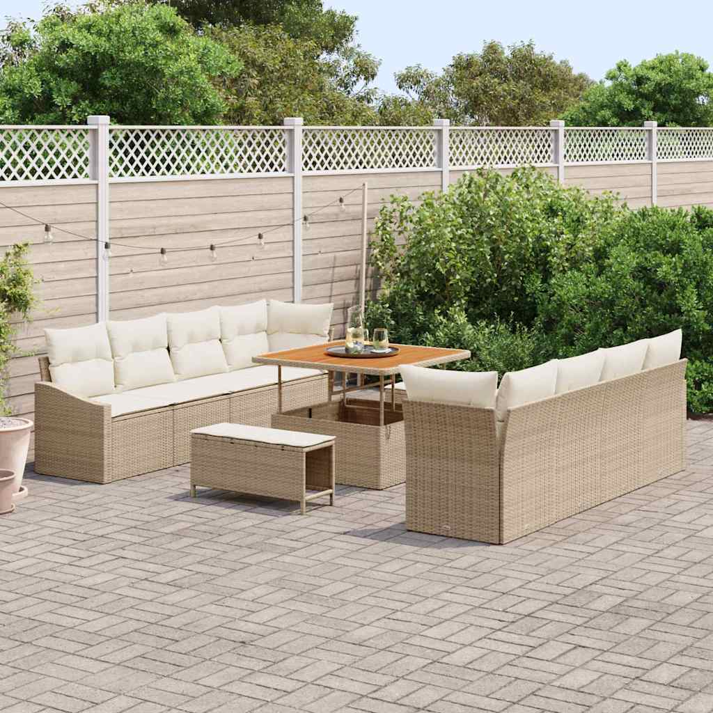 Garten-Sofa-Set 11 stk. 10-Sitzanzahl Beige und Creme