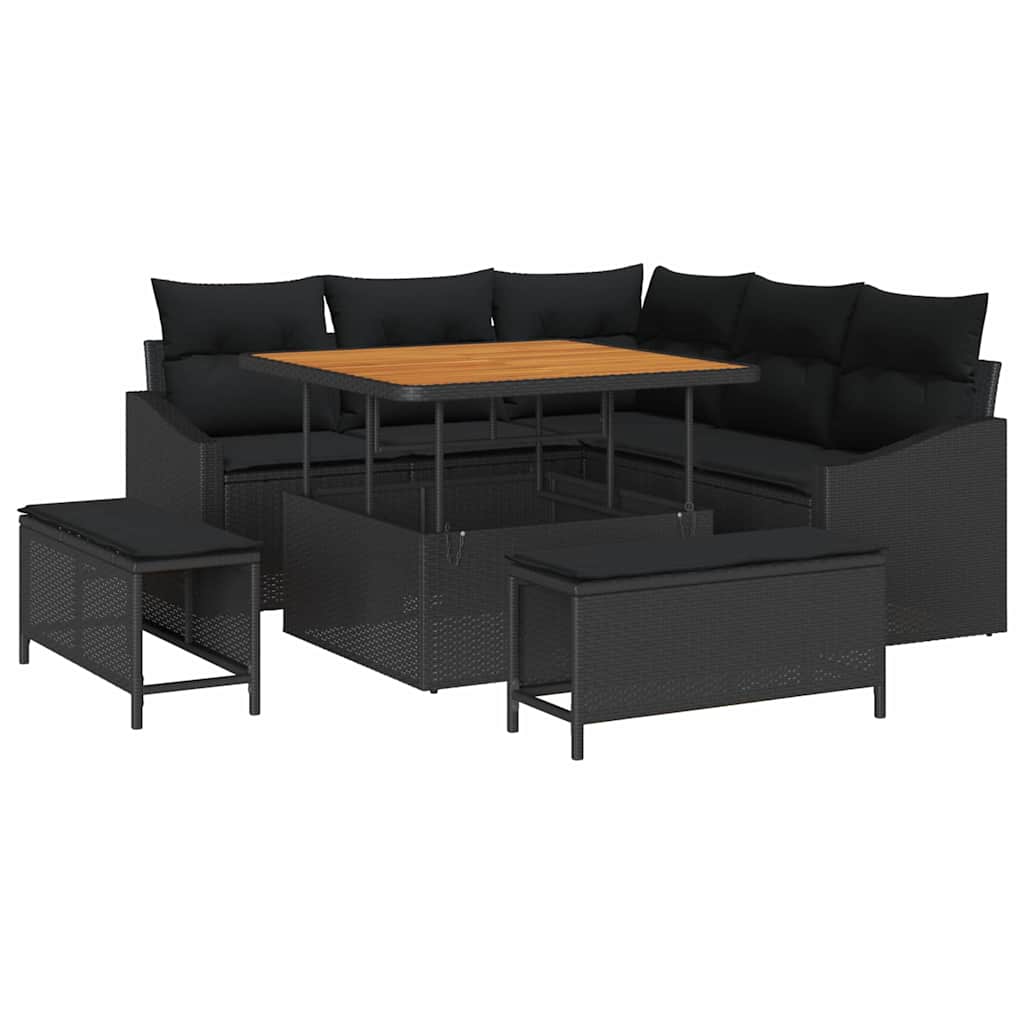 Gartensofa-set 8 stk. 7-Sitzanzahl Schwarz Poly Rattan