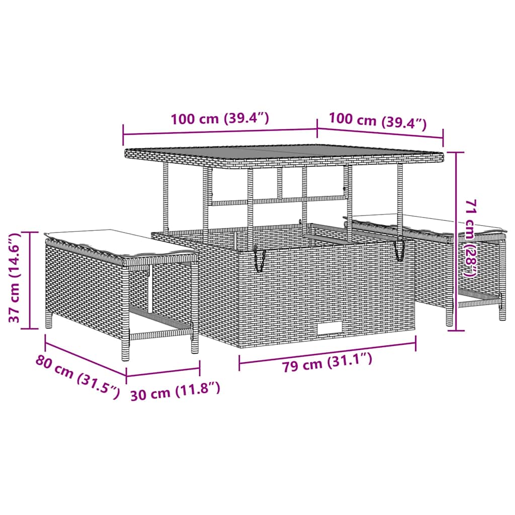 Gartensofa-set 8 stk. 7-Sitzanzahl Schwarz Poly Rattan