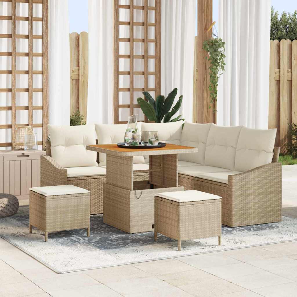 Gartensofa-set 8 stk. 7-Sitzanzahl Beige Poly Rattan