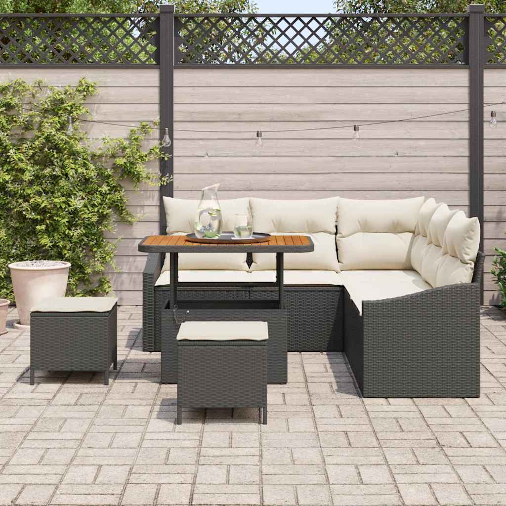 Gartensofa-set 8 stk. 7-Sitzanzahl Schwarz Poly Rattan