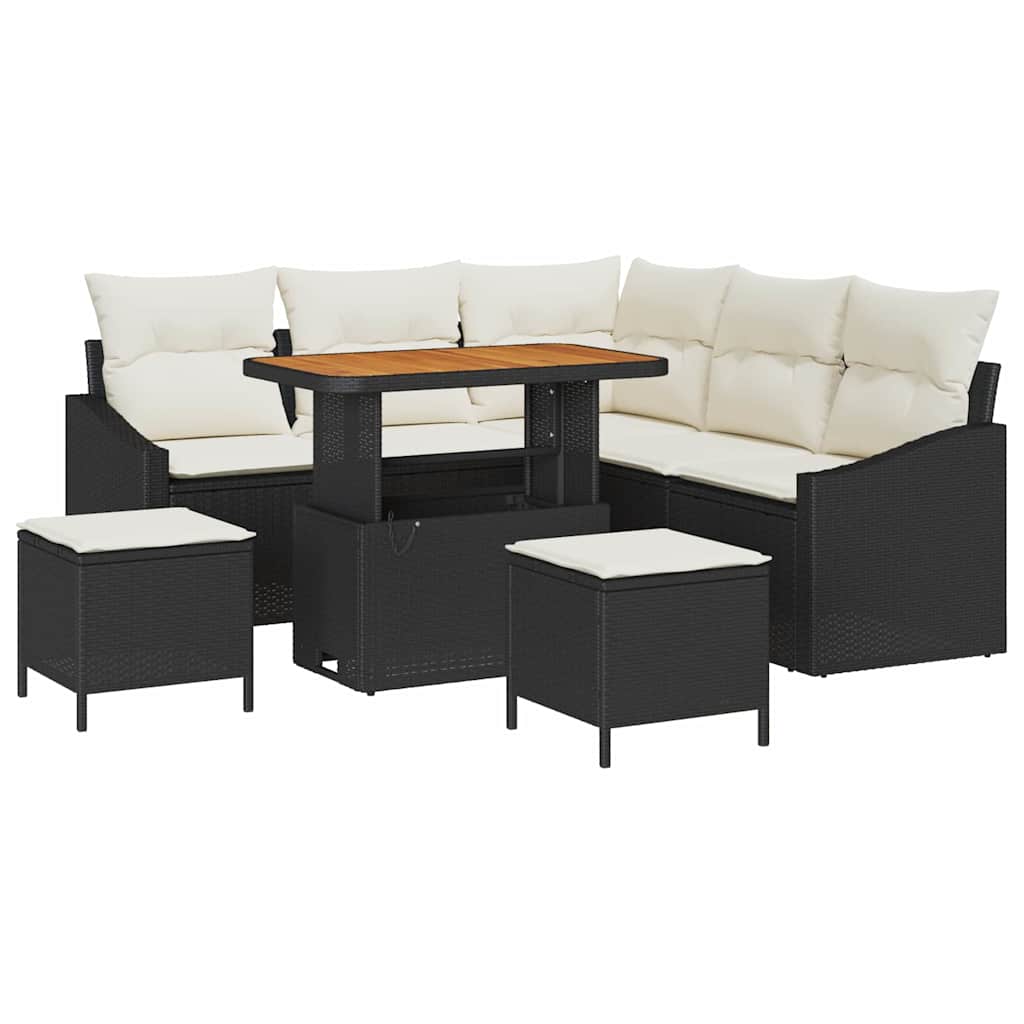 Gartensofa-set 8 stk. 7-Sitzanzahl Schwarz Poly Rattan