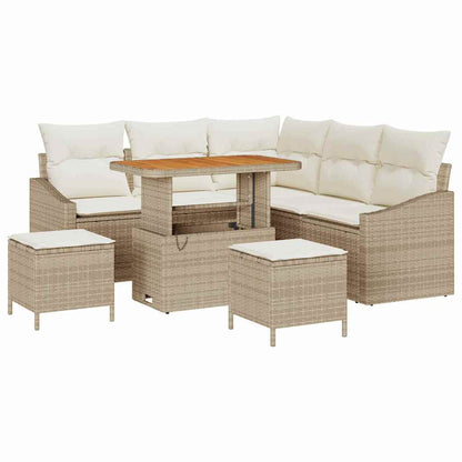 Gartensofa-set 8 stk. 7-Sitzanzahl Beige Poly Rattan