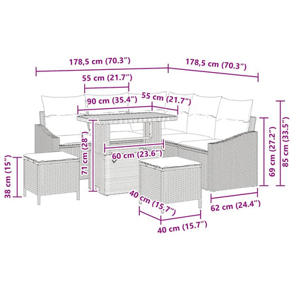 Gartensofa-set 8 stk. 7-Sitzanzahl Beige Poly Rattan