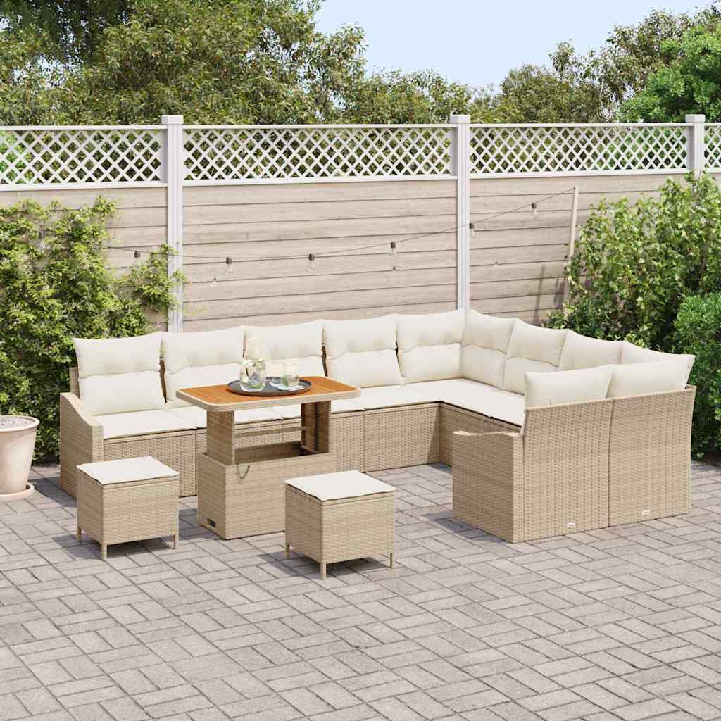 Gartensofa-set 12 Stk. 7-Sitzanzahl Beige Poly Rattan