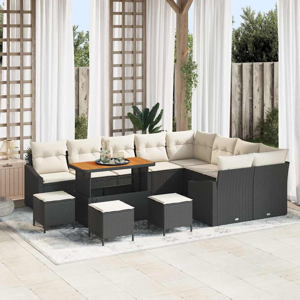 Gartensofa-set 13 Stk. 8-Sitzanzahl Schwarz Poly Rattan