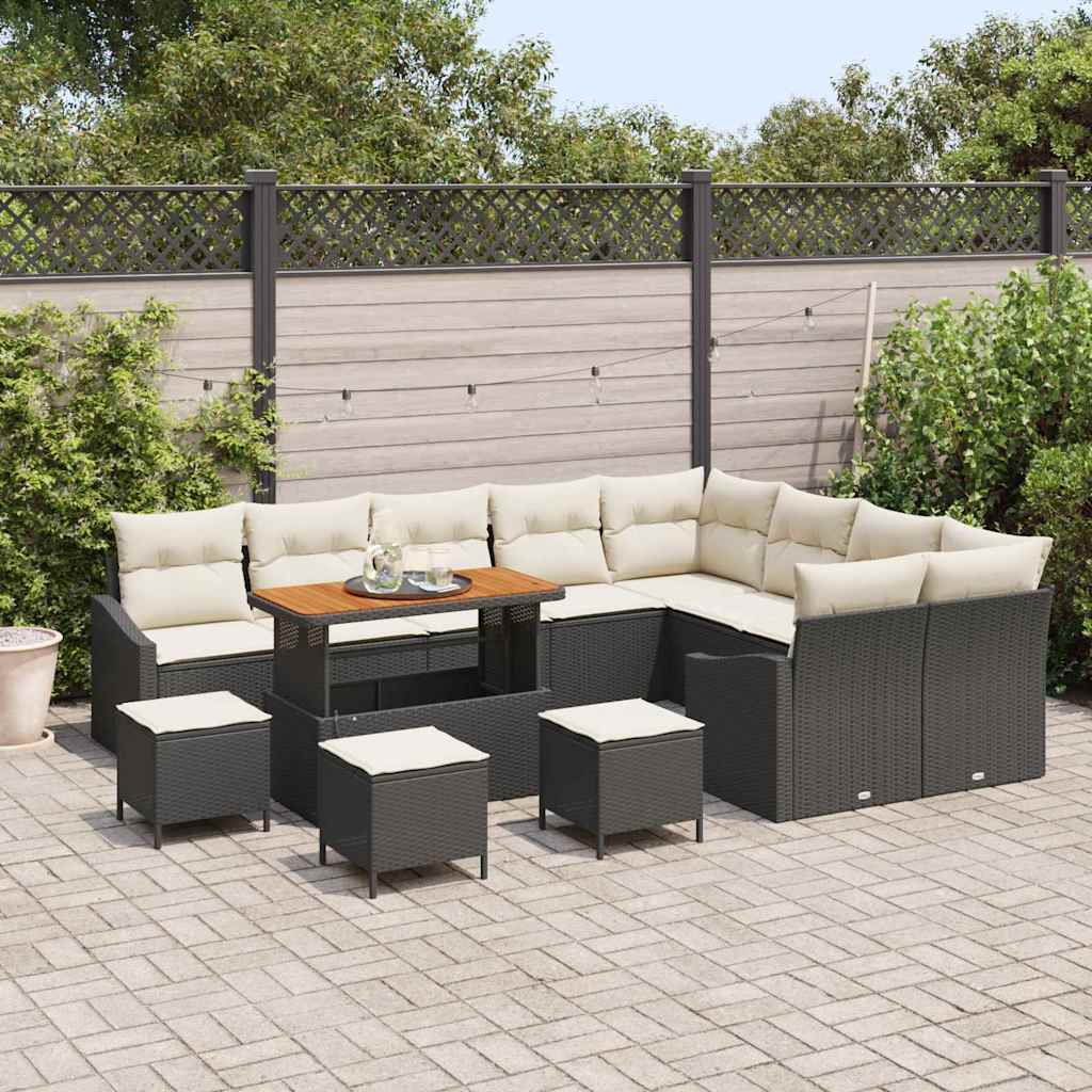 Gartensofa-set 13 Stk. 8-Sitzanzahl Schwarz Poly Rattan