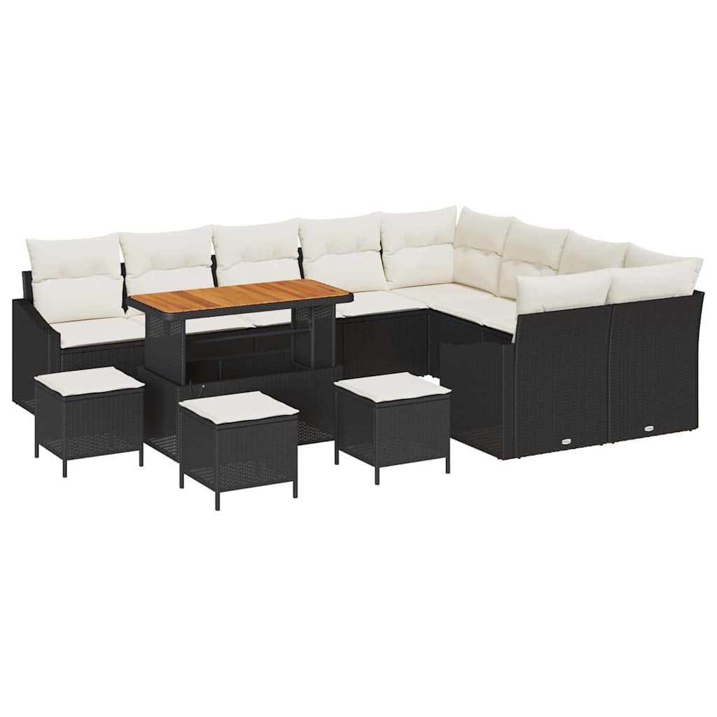 Gartensofa-set 13 Stk. 8-Sitzanzahl Schwarz Poly Rattan
