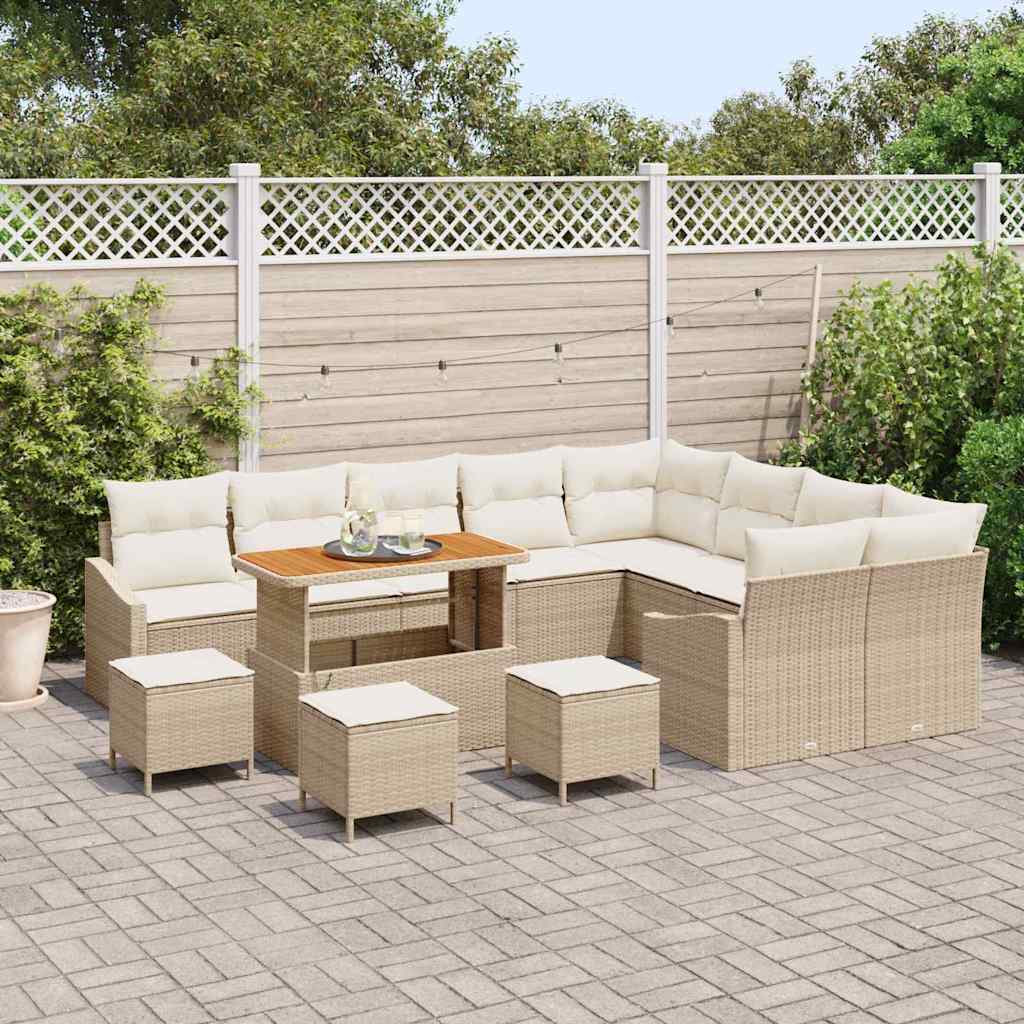 Gartensofa-set 13 Stk. 8-Sitzanzahl Beige Poly Rattan