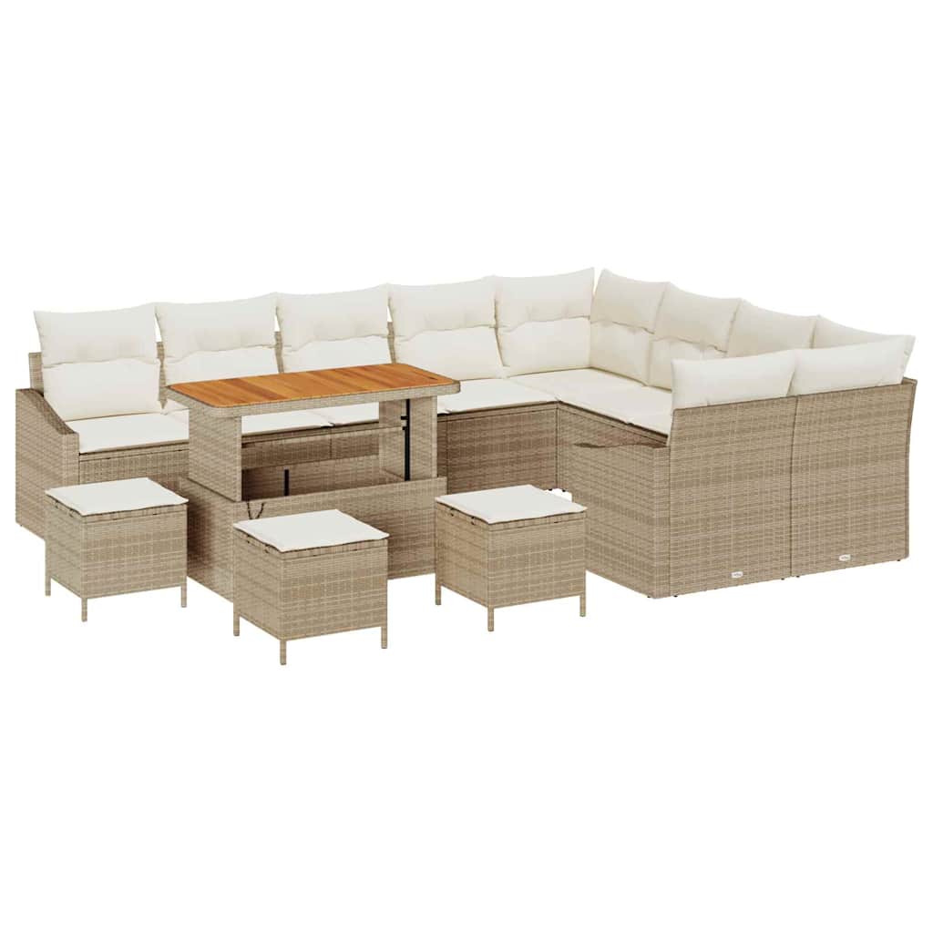 Gartensofa-set 13 Stk. 8-Sitzanzahl Beige Poly Rattan