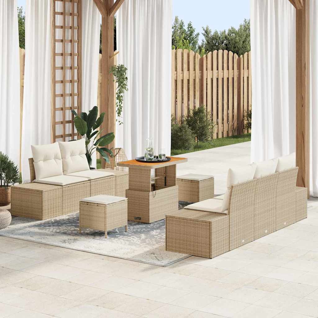 Gartensofa-set 8 stk. 7-Sitzanzahl Beige Poly Rattan