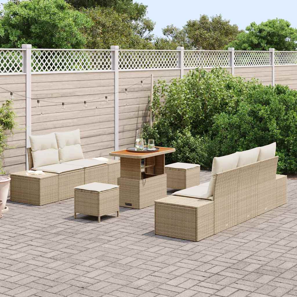 Gartensofa-set 8 stk. 7-Sitzanzahl Beige Poly Rattan
