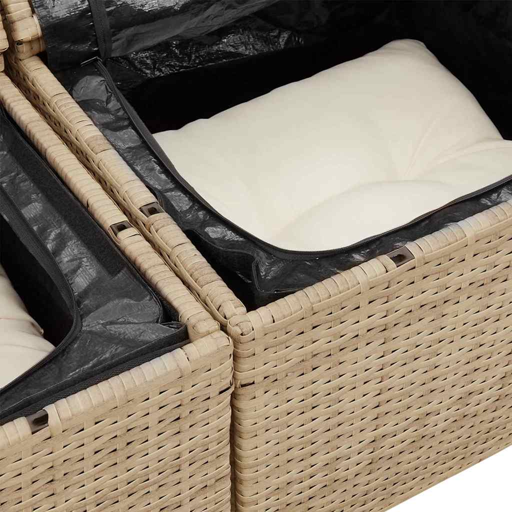 Gartensofa-set mit Kissen mit Speicher 11 pcs Beige Poly Rattan