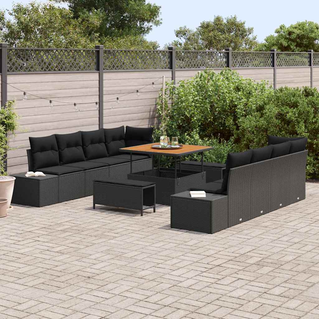Gartensofa-set mit Kissen Schwarz 100 x 100 x 71 cm Poly Rattan
