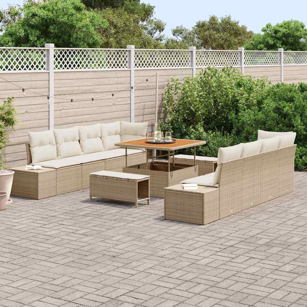 Gartensofa-set mit Kissen Beige 100 x 100 x 71 cm Poly Rattan