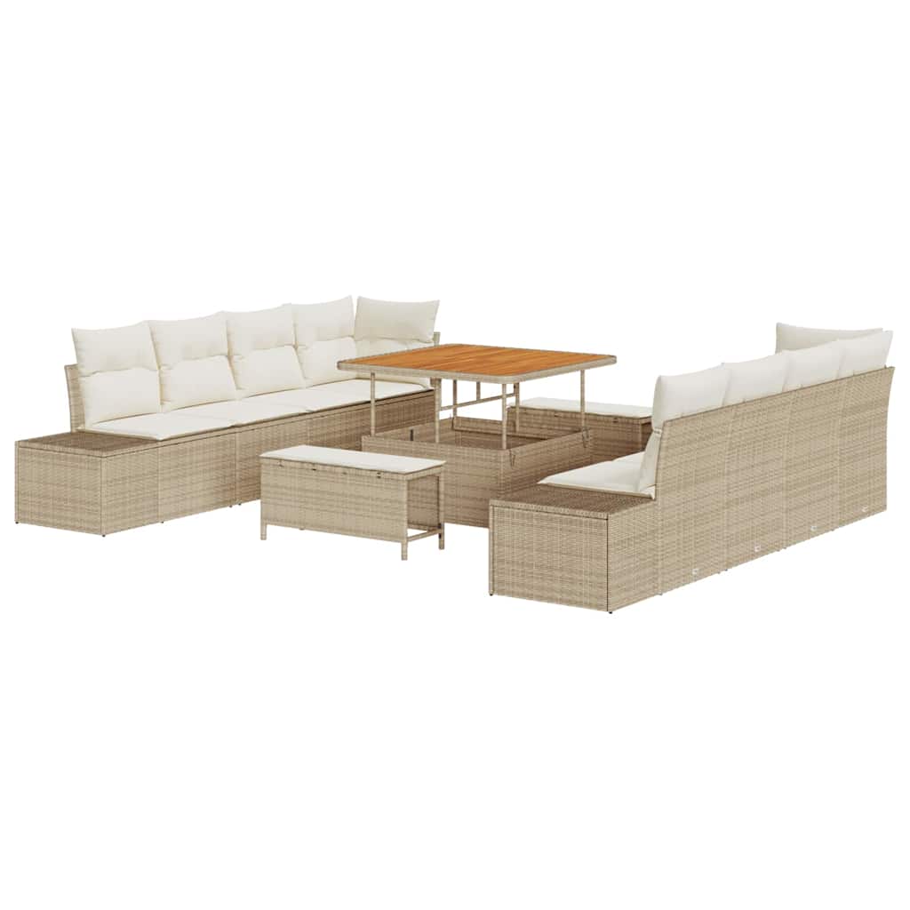 Gartensofa-set mit Kissen Beige 100 x 100 x 71 cm Poly Rattan