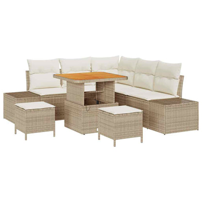 Gartensofa-set 8 stk. Beige Poly Rattan