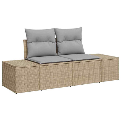 Gartensofa-set 9 stk. Beige Poly Rattan