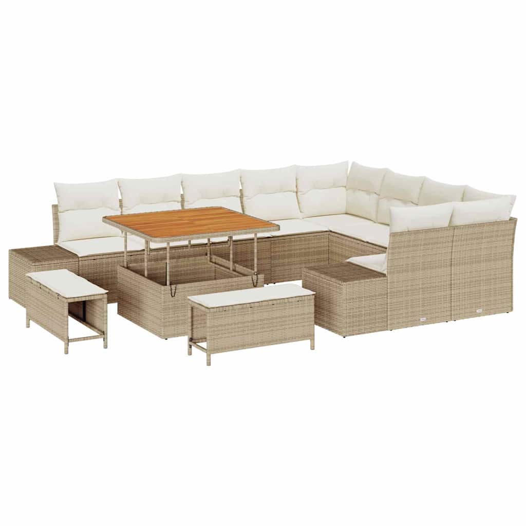 Gartensofa-set 12 Stk. 11-Sitzanzahl Beige Poly Rattan