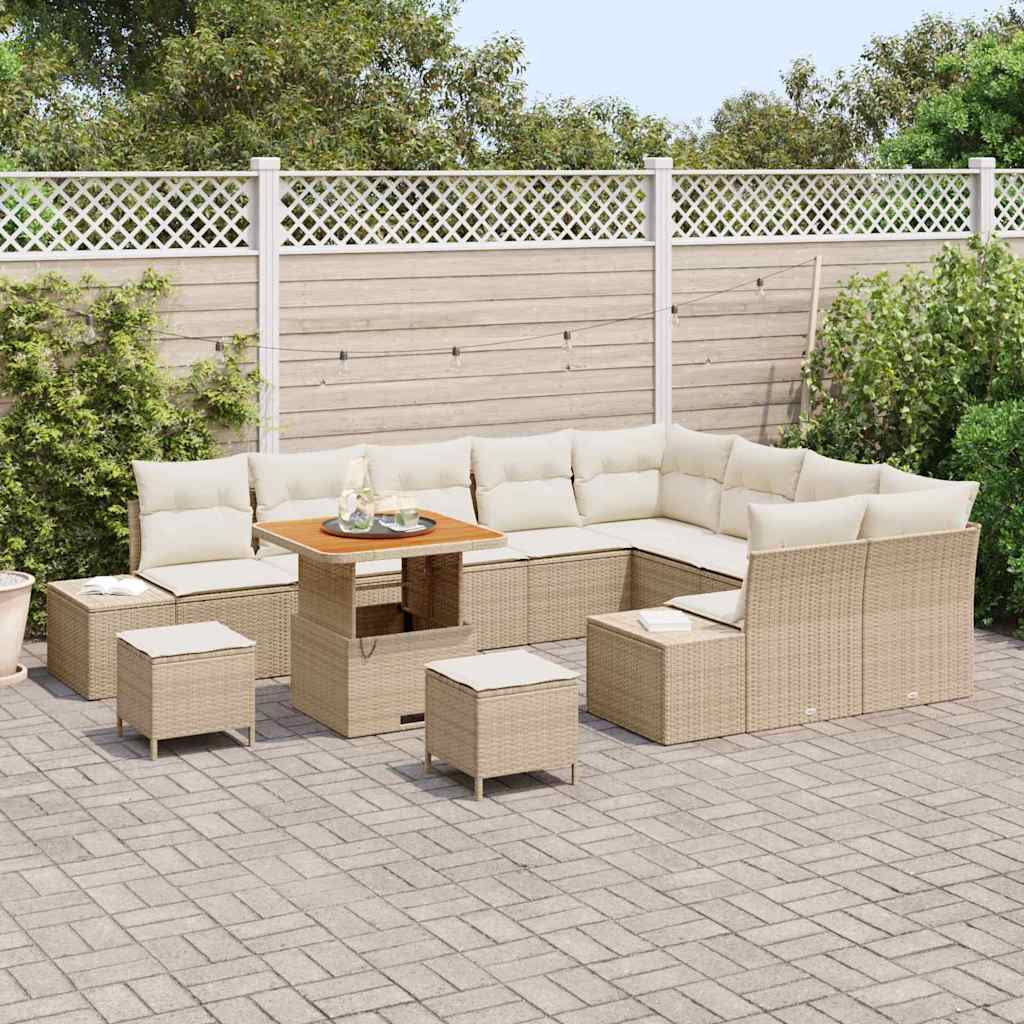 Gartensofa-set 12 Stk. 11-Sitzanzahl Beige Poly Rattan