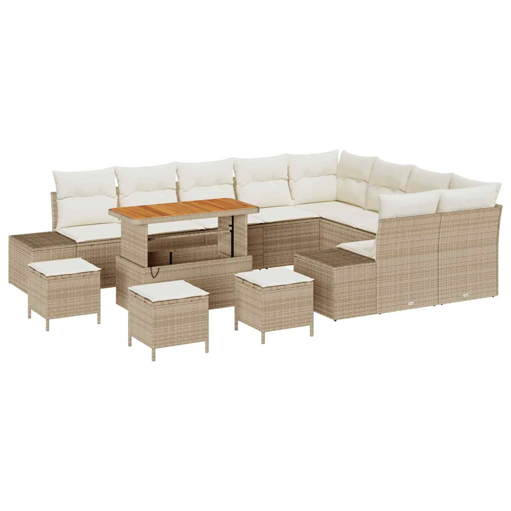 Gartensofa-set 13 Stk. 12-Sitzanzahl Beige Poly Rattan