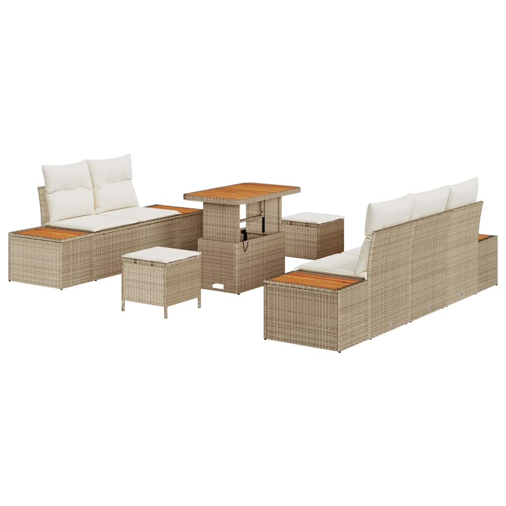 Garten-Sofa-Set 8 Stk. 7-Sitzanzahl Beige