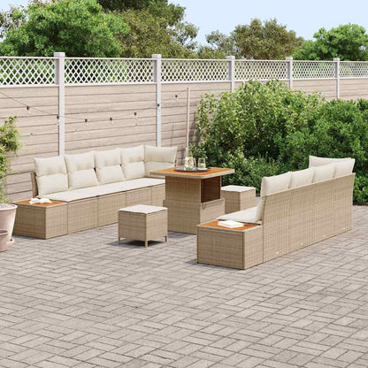 Gartensofa-set 11 stk. 10-Sitzer Beige Poly Rattan