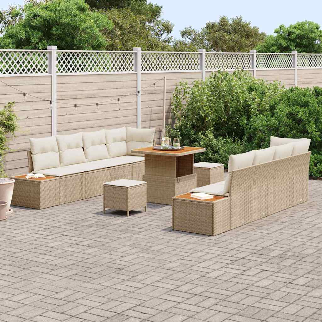 Gartensofa-set 11 stk. 10-Sitzanzahl Beige Poly Rattan