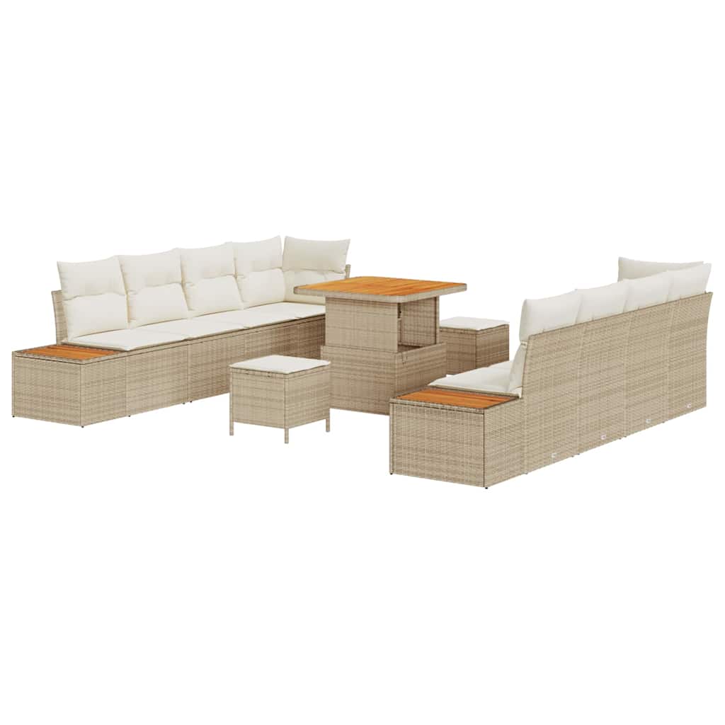 Gartensofa-set 11 stk. 10-Sitzanzahl Beige Poly Rattan