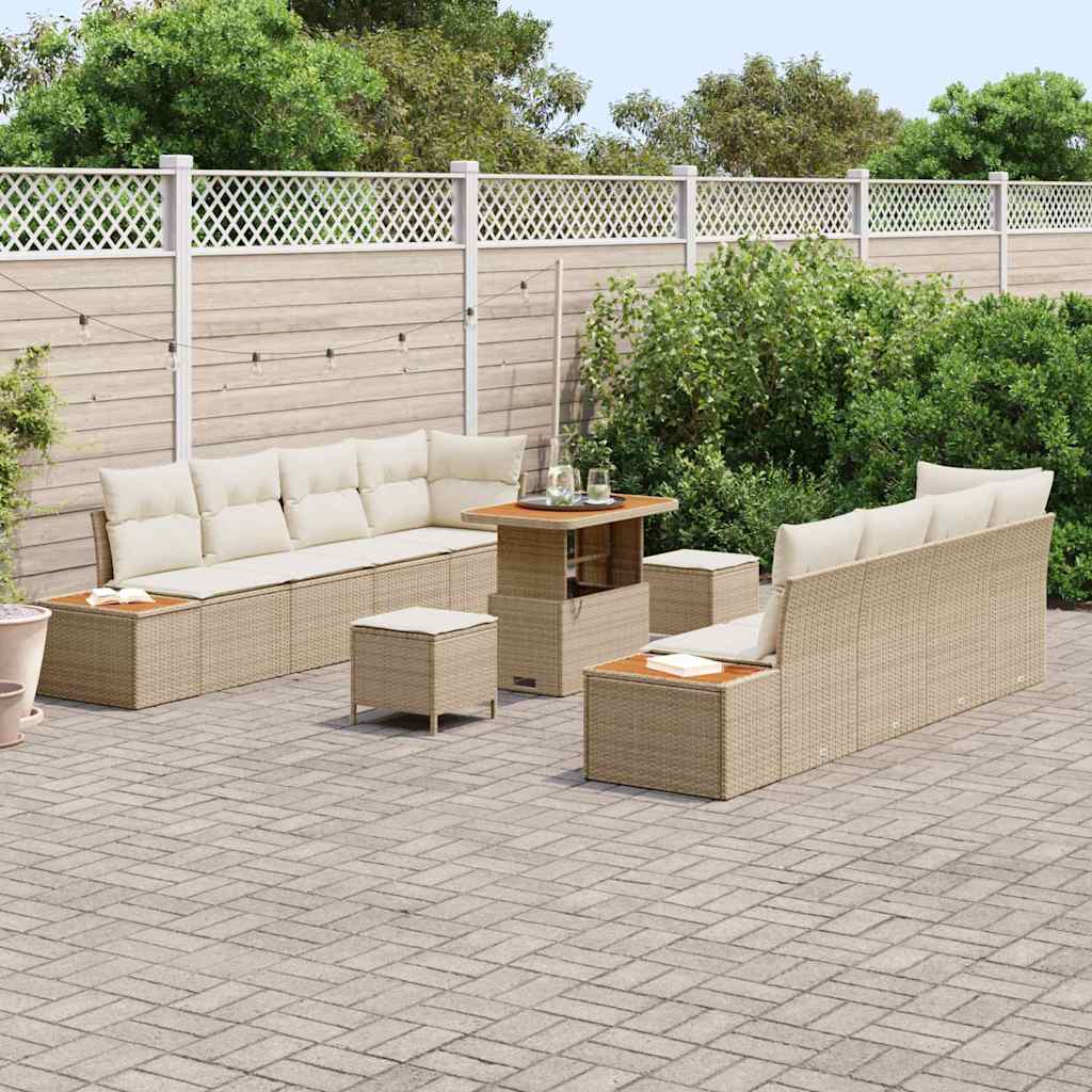 Gartensofa-set 11 stk. 10-Sitzanzahl Beige Poly Rattan