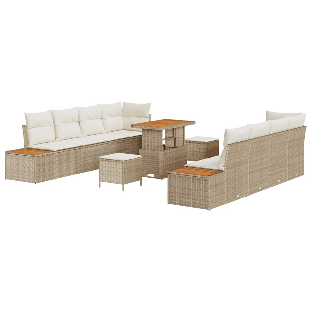 Gartensofa-set 11 stk. 10-Sitzanzahl Beige Poly Rattan