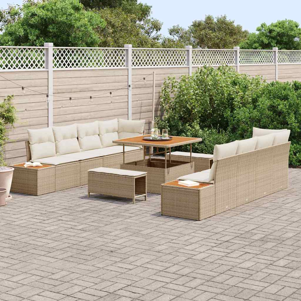 Gartensofa-set 11 stk. 10-Sitzanzahl Beige Poly Rattan