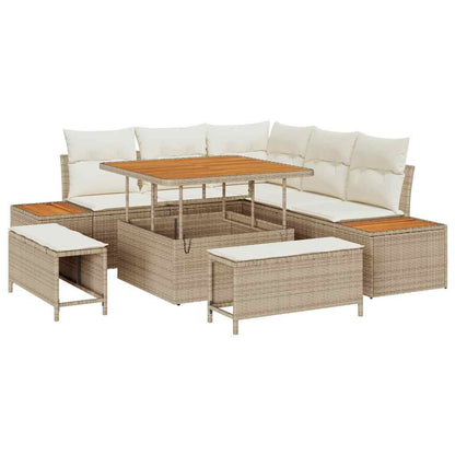 Gartensofa-set 8 stk. 7-Sitzanzahl Beige Poly Rattan
