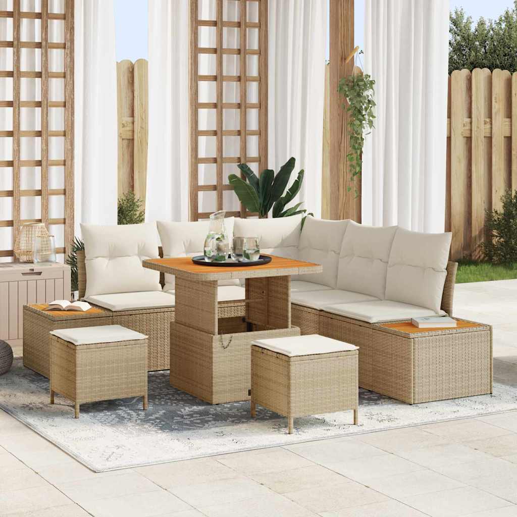 Gartensofa-set 8 stk. 7-Sitzanzahl Beige Poly Rattan