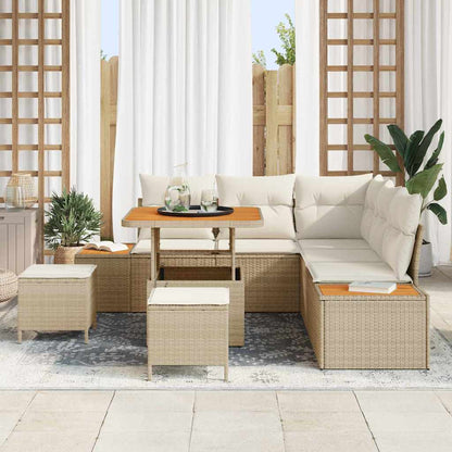 Gartensofa-set 8 stk. 7-Sitzanzahl Beige Poly Rattan