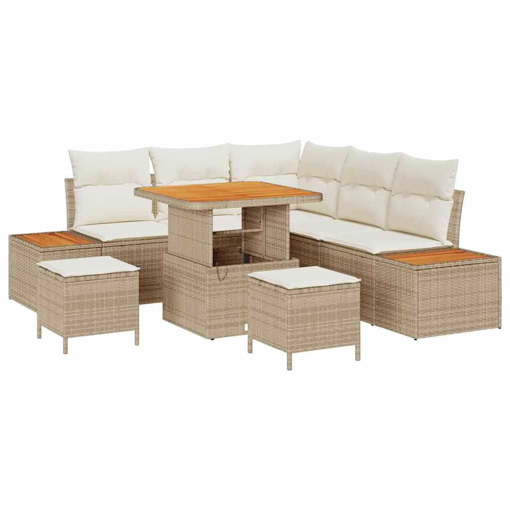 Gartensofa-set 8 stk. 7-Sitzanzahl Beige Poly Rattan