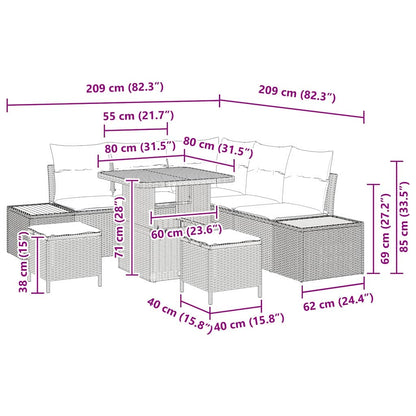 Gartensofa-set 8 stk. 7-Sitzanzahl Beige Poly Rattan