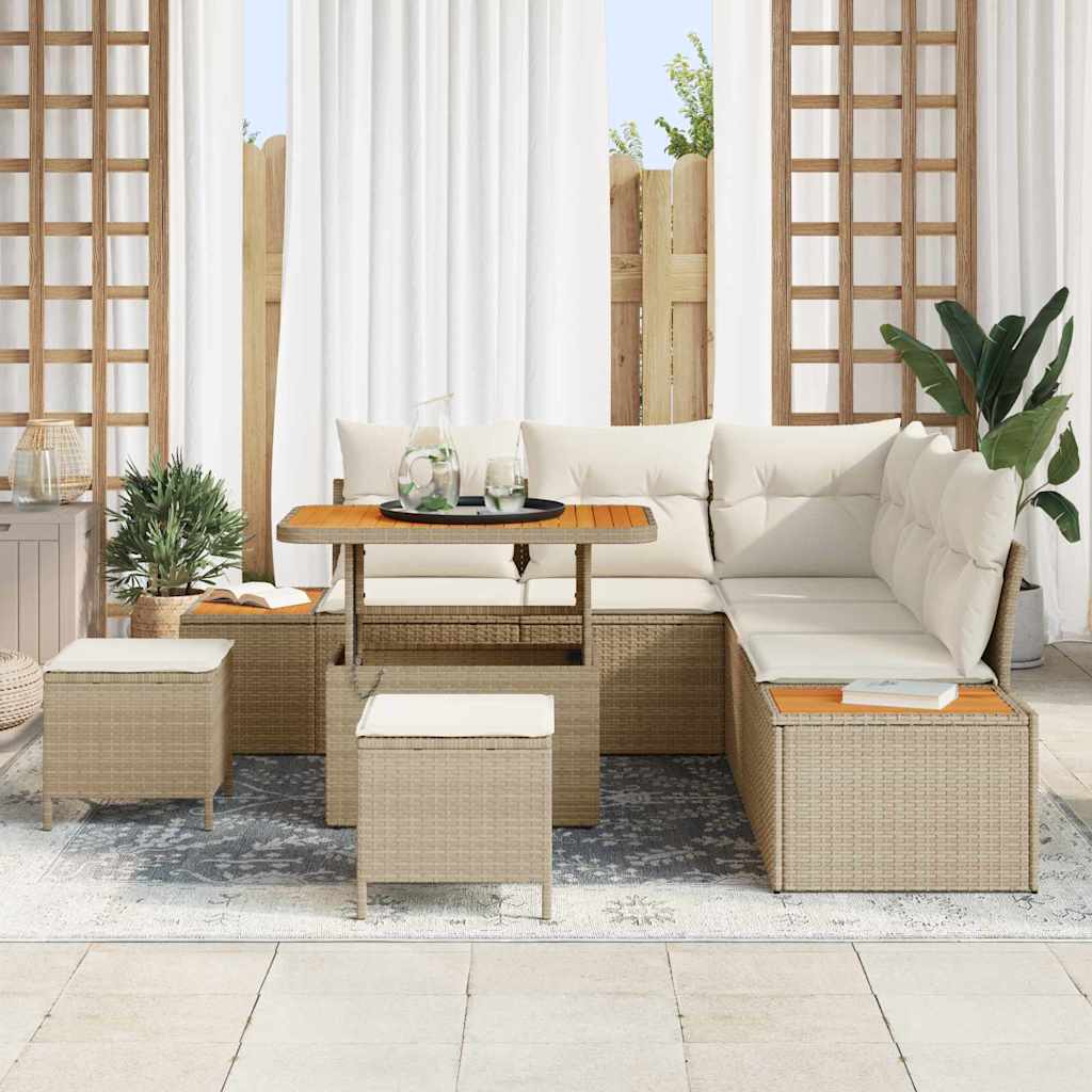 Gartensofa-set 8 stk. 7-Sitzanzahl Beige Poly Rattan