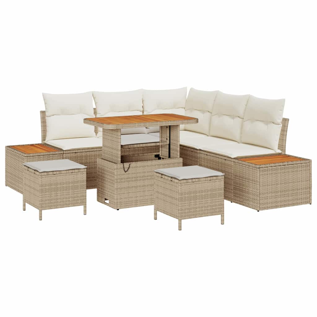Gartensofa-set 8 stk. 7-Sitzanzahl Beige Poly Rattan