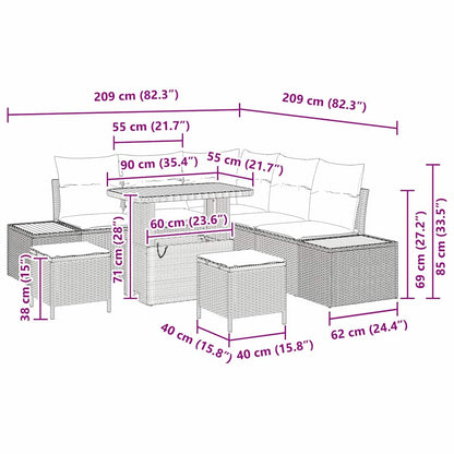 Gartensofa-set 8 stk. 7-Sitzanzahl Beige Poly Rattan