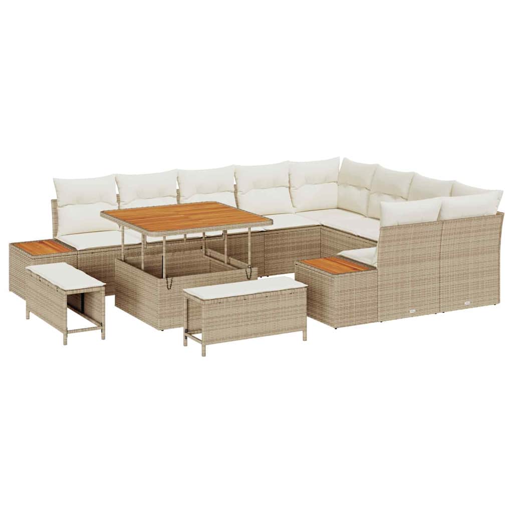 Gartensofa-set 12 stk. 11-Sitzanzahl Beige Poly Rattan