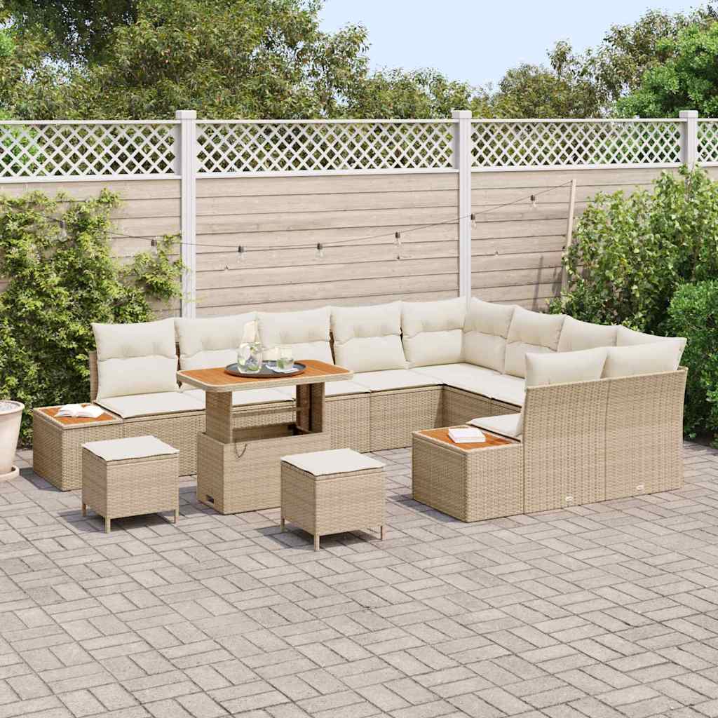 Gartensofa-set 12 stk. 11-Sitzanzahl Beige Poly Rattan