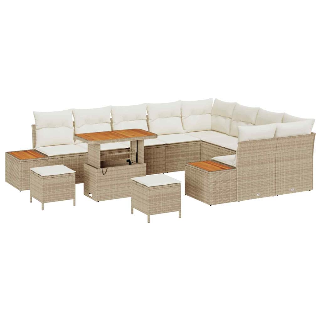 Gartensofa-set 12 stk. 11-Sitzanzahl Beige Poly Rattan