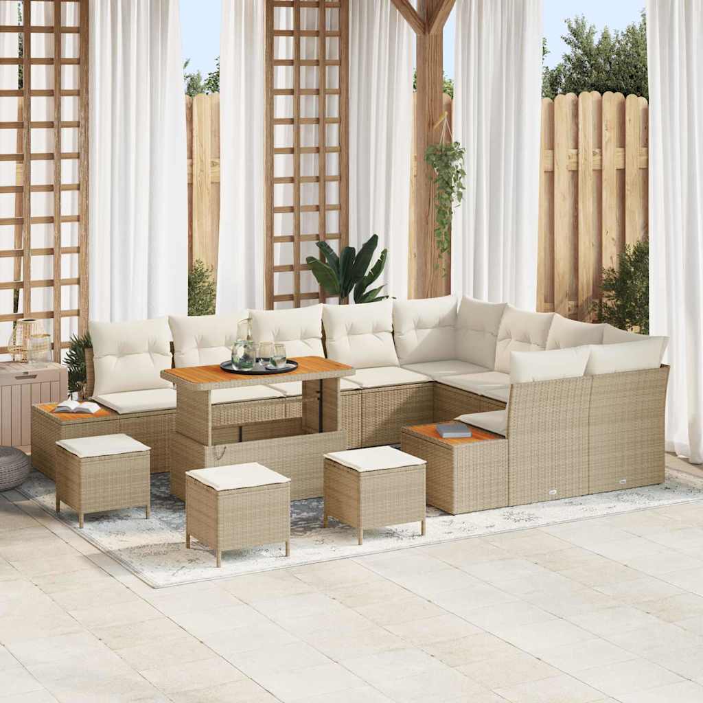 Gartensofa-set 13 stk. 12-Sitzanzahl Beige Poly Rattan