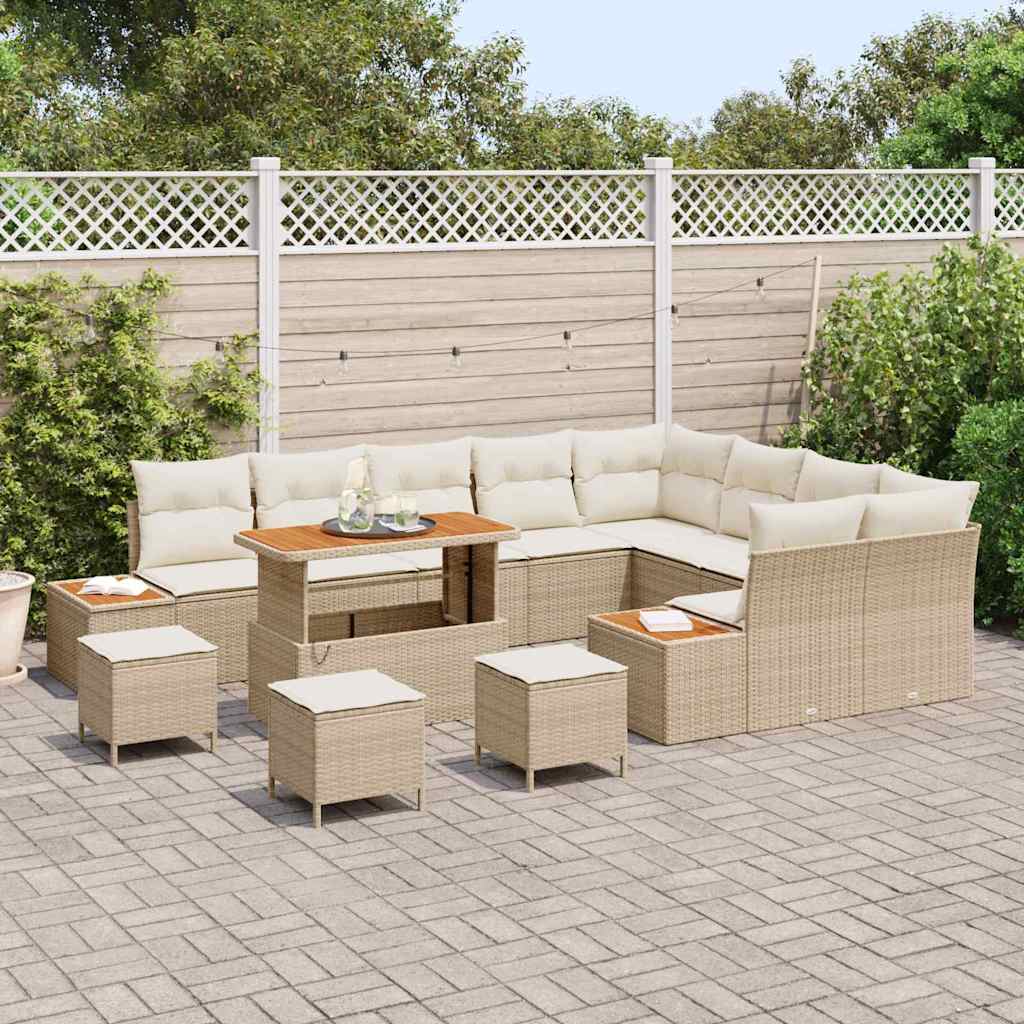 Gartensofa-set 13 stk. 12-Sitzanzahl Beige Poly Rattan