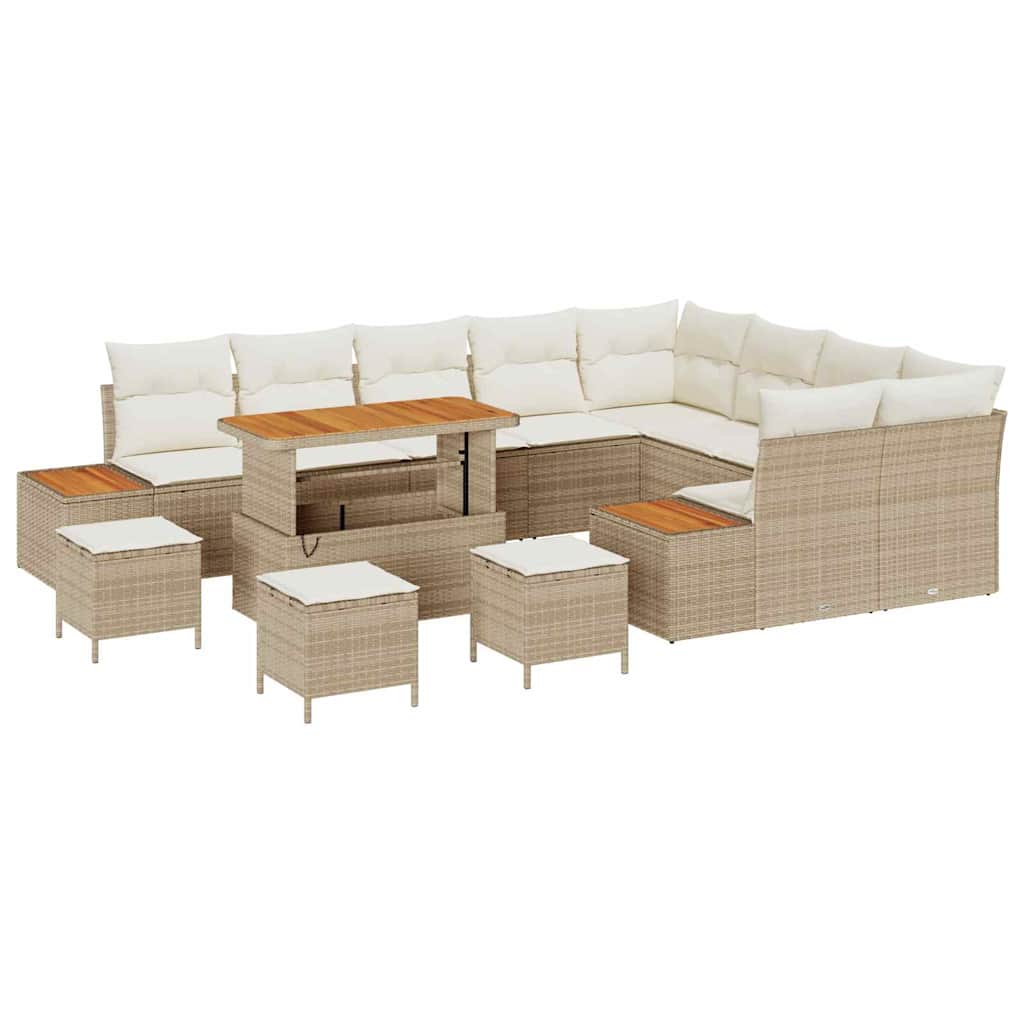 Gartensofa-set 13 stk. 12-Sitzanzahl Beige Poly Rattan