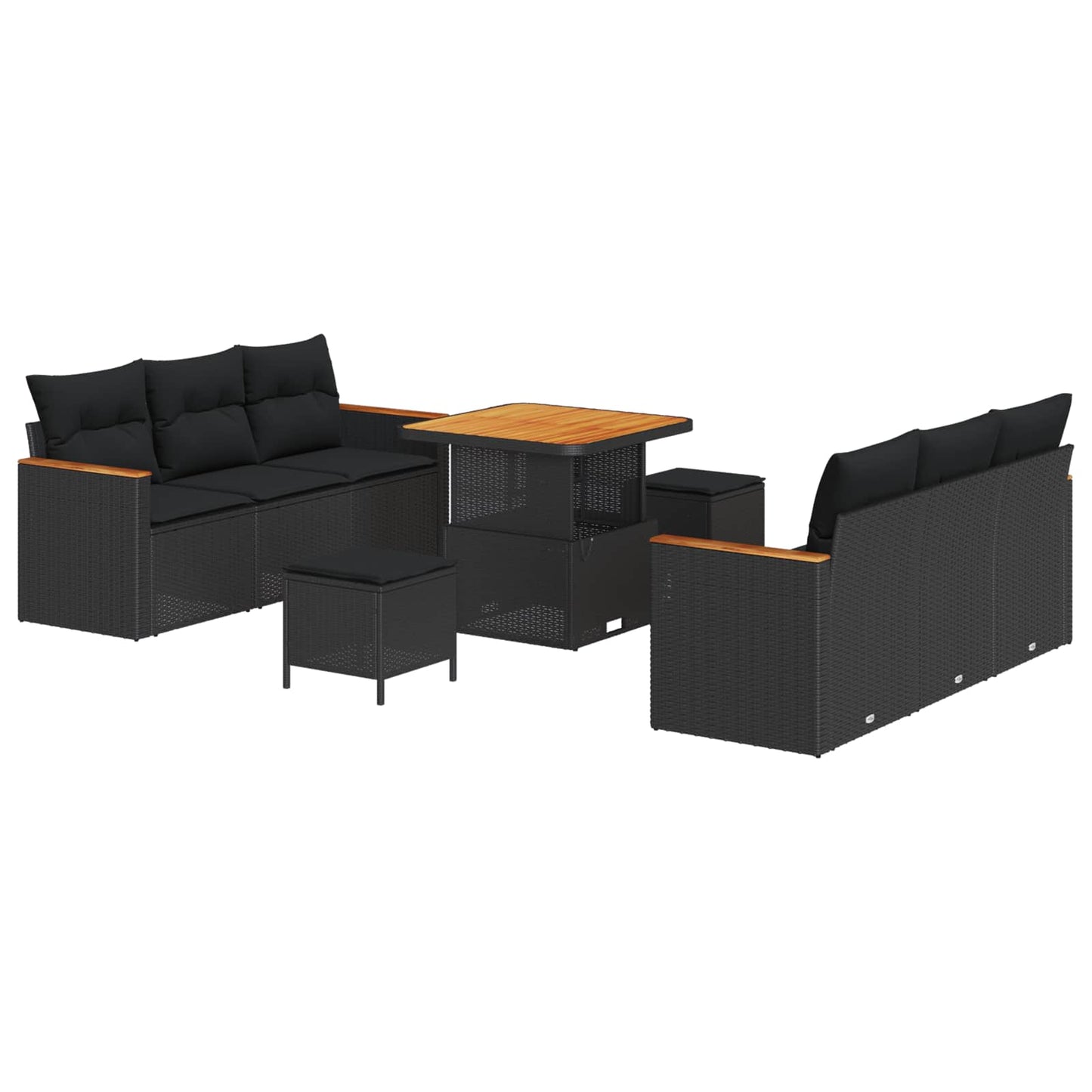 Gartensofa-set 11 stk. 10-Sitzanzahl Schwarz Poly-Rattan